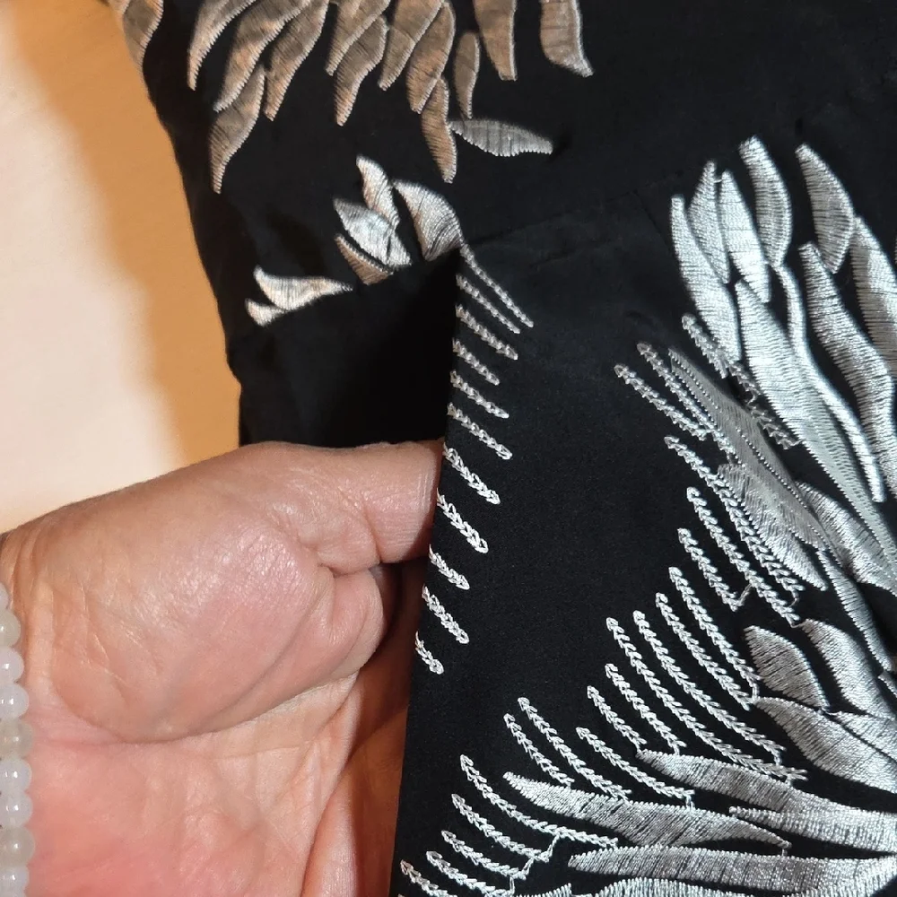 BCBG Black Dress with Silver Leaf Design - Picture 10 of 12